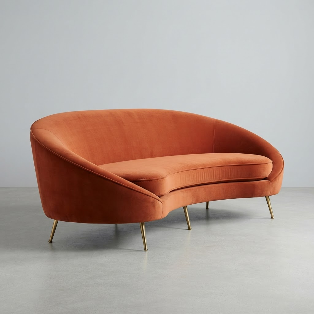 Solstice Curved Velvet Sofa
